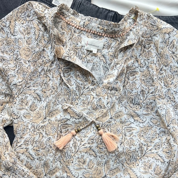 By Anthropologie Tie-Neck Peasant Blouse 🌾🐿️ - Picture 4 of 6